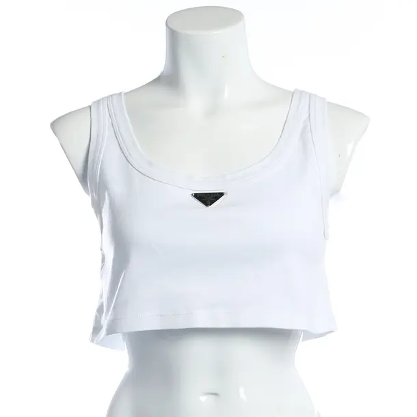 Top, in White, Cotton, Prada