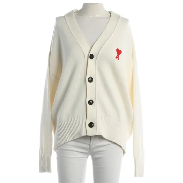 Cardigan, in Cream, Cotton, Ami Paris