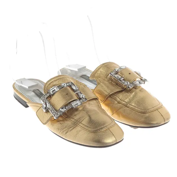 Mules, in Gold, Prada