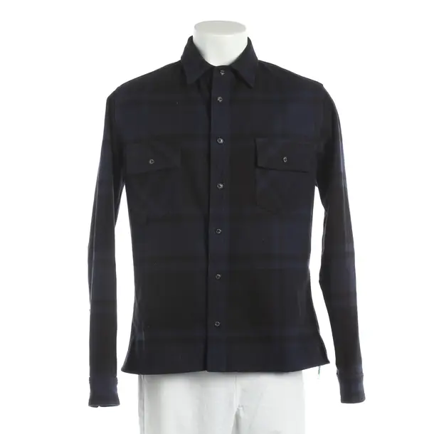 Shirt, in Navy, Cotton, Off-White