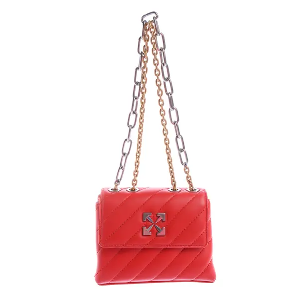 Shoulder Bag in Red, Leather, Off-White