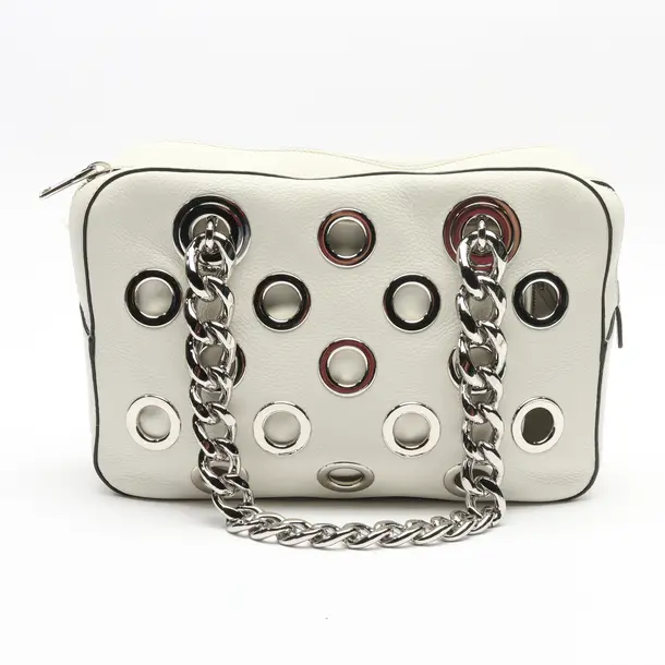 Schultertasche in Weiß, Leder, Prada