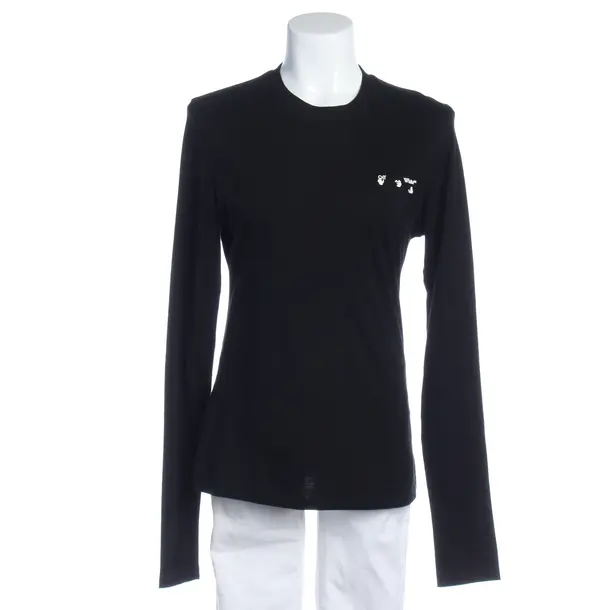 Longsleeve in Schwarz, Baumwolle, Off-White