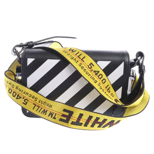 Shoulder Bag in Black, Leather, Off-White