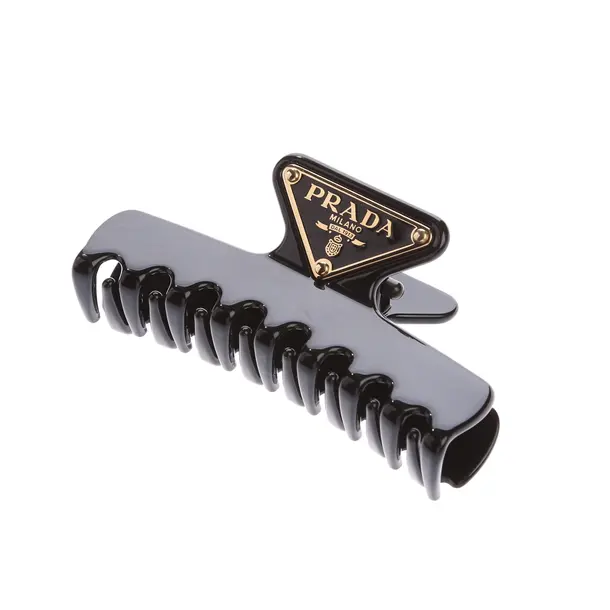Haarspange in Schwarz, Metall (metallisch, metallisiert), Prada