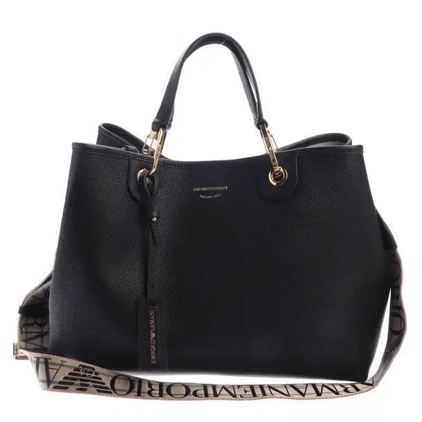 Shopper in Schwarz, Leder, Emporio Armani