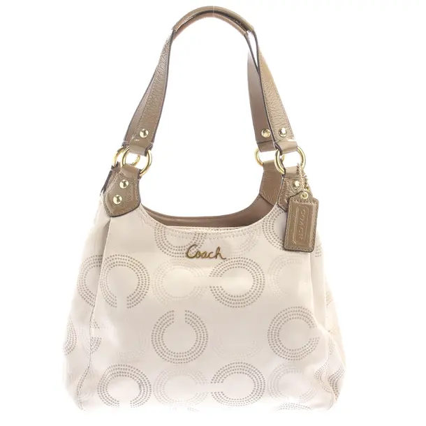 Schultertasche in Weiß, Polyester, Coach