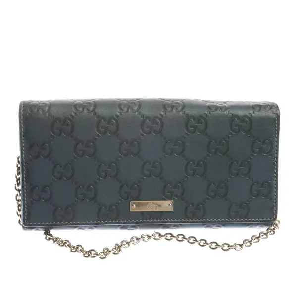 Wallet on Chain in Gray, Leather, Gucci