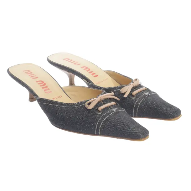Miu Miu Hohe Pantoletten EUR 35 Navy - Blau - - Pre-Loved Designer Fashion - Miu Miu Second Hand Designer Shop