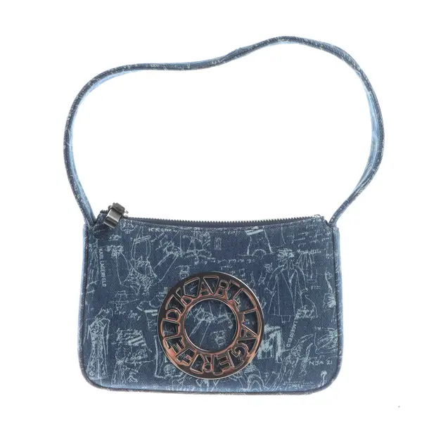 Shoulder Bag in Blue, Cotton, Karl Lagerfeld