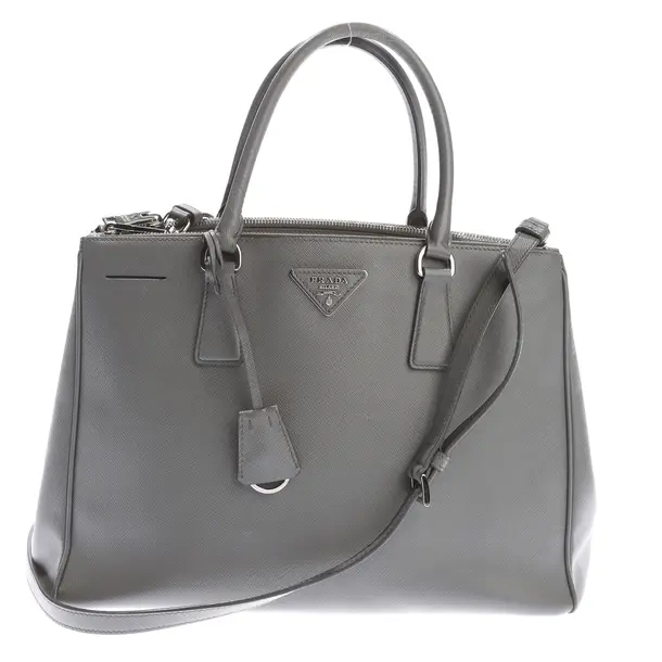 Handtasche in Grau, Leder, Prada
