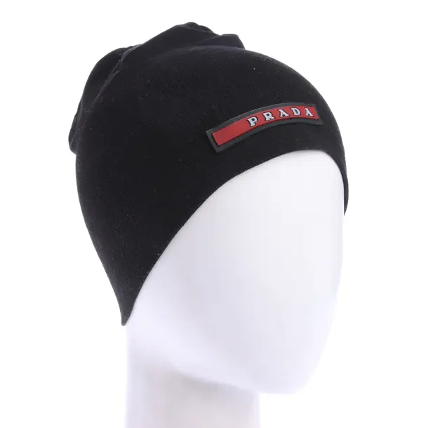 Beanie in Black, Cotton, Prada