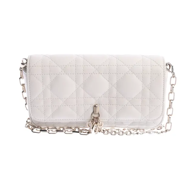 Schultertasche in Weiß, Leder, Dior