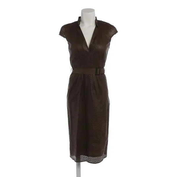 Kleid in Braun, Leder, Hugo Boss