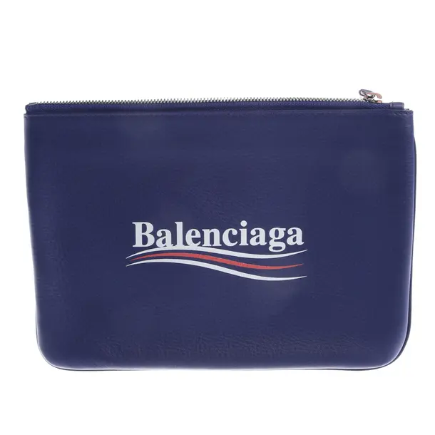 Clutch, in Navy, Leder, Balenciaga