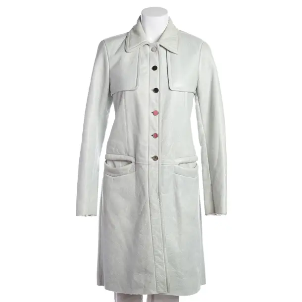 Leather Coat, in Light Gray, Leather, Prada