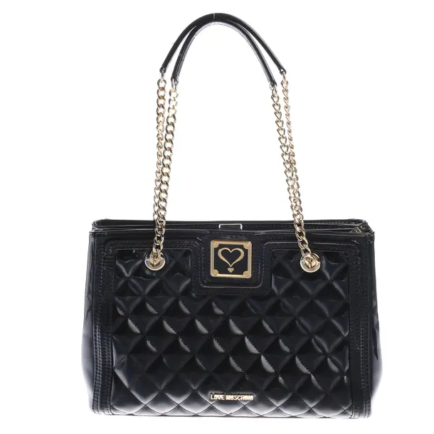 Schultertasche, in Schwarz, Leder, Love Moschino