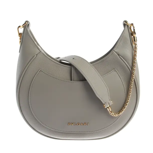 Shoulder Bag, in Gray, Leather, Bulgari