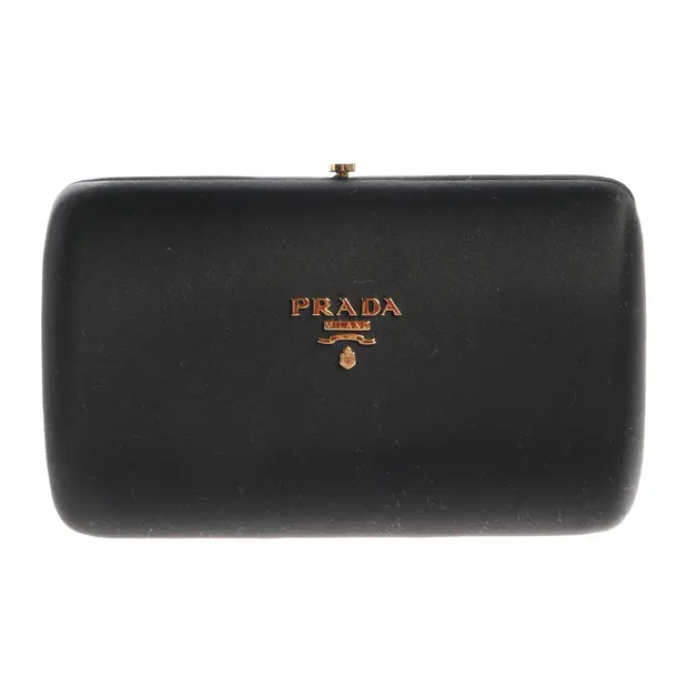 Clutch Bag, in Black, Polyester, Prada
