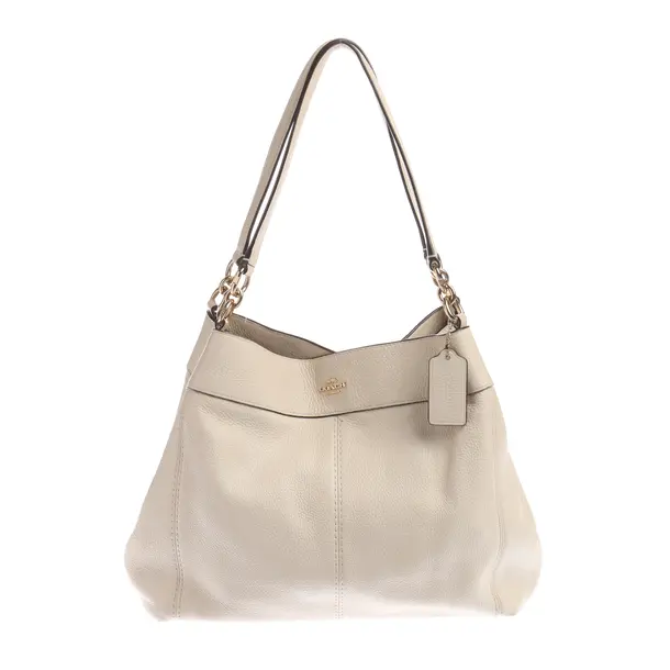 Schultertasche, in Beige, Leder, Coach