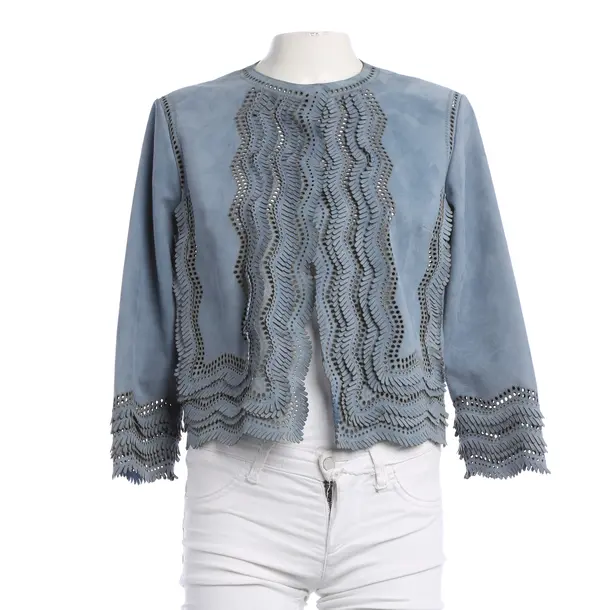 Blazer, in Blue, Leather, Ermanno Scervino