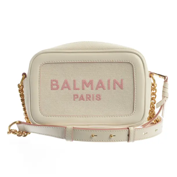 Shoulder Bag in White, Leather, Balmain