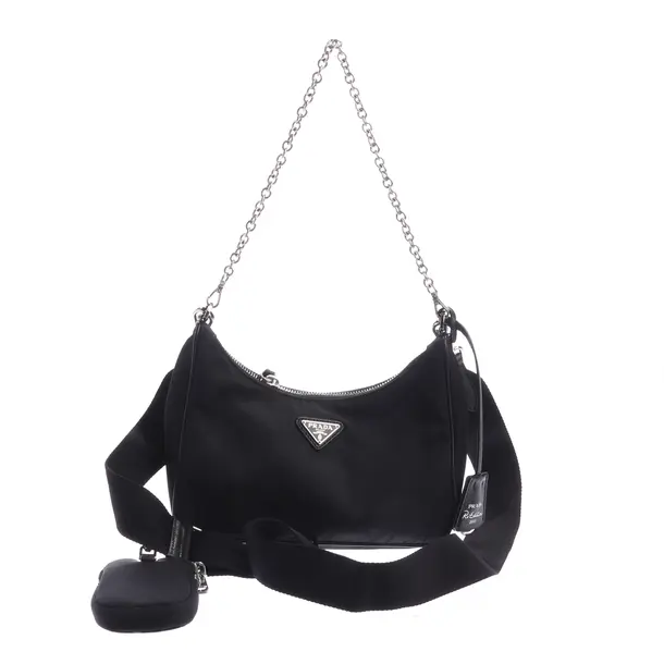 Schultertasche in Schwarz, Polyamid, Prada