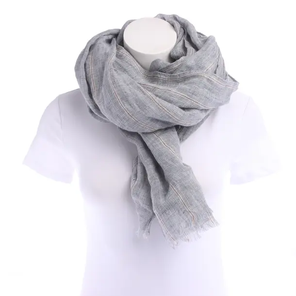 Shawl in Gray, Linen, Brunello Cucinelli