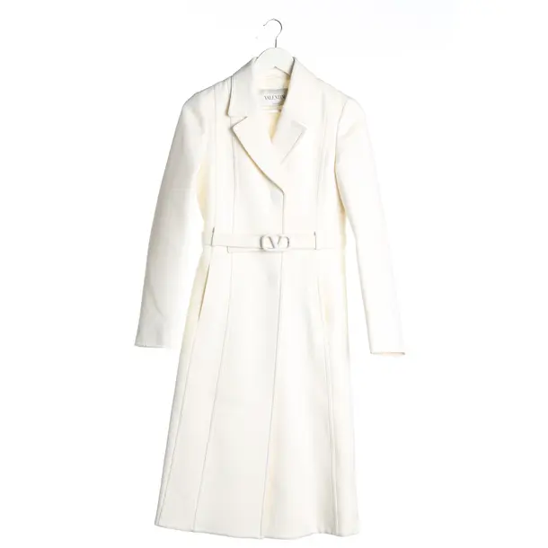 Mid-Season Coat in White, Wool, Valentino