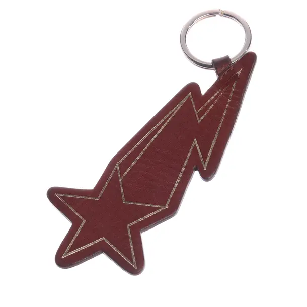 Keyring in Brown, Leather, Closed