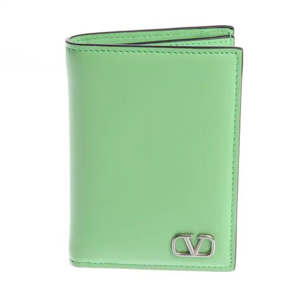 Card Holder in Green, Leather, Valentino