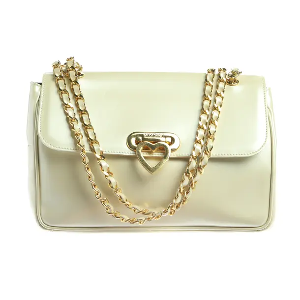 Shoulder Bag in White, Polyvinyl, Moschino