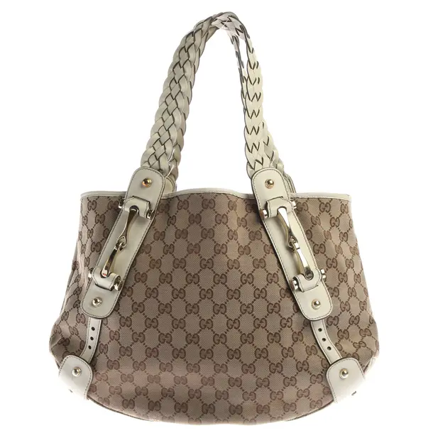 Schultertasche, in Braun, Baumwolle, Gucci