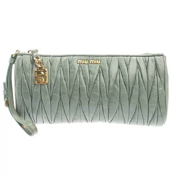 Clutch Bag, in Green, Leather, Miu Miu