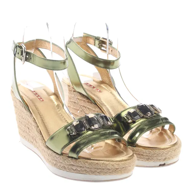 Wedges, in Green, Prada Linea Rossa