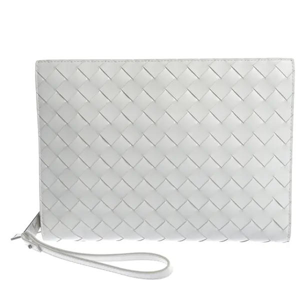 Clutch Bag, in White, Leather, Bottega Veneta