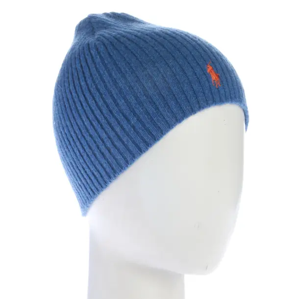 Beanie, in Blue, Cotton, Polo Ralph Lauren