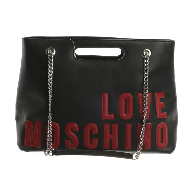 Shoulder Bag, in Black, Leather, Love Moschino