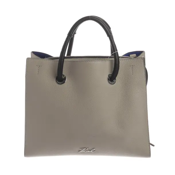 Handtasche, in Hellgrau, Leder, Karl Lagerfeld