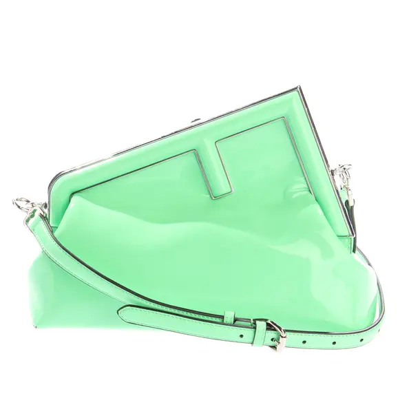 Clutch Bag, in Green, Leather, Fendi