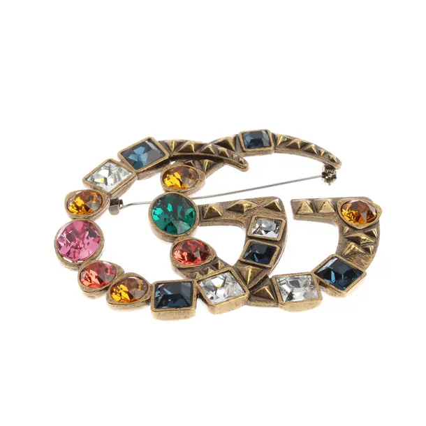 Brosche, in Mehrfarbig, Metall (metallisch, metallisiert), Gucci