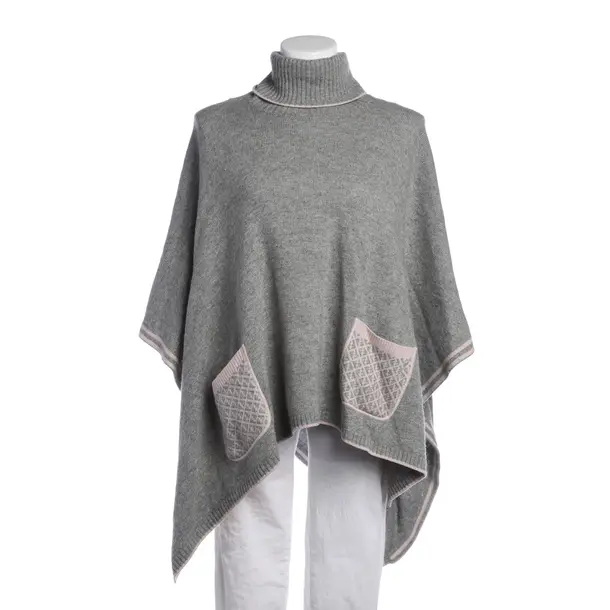 Poncho, in Hellgrau, Baumwolle, Fendi