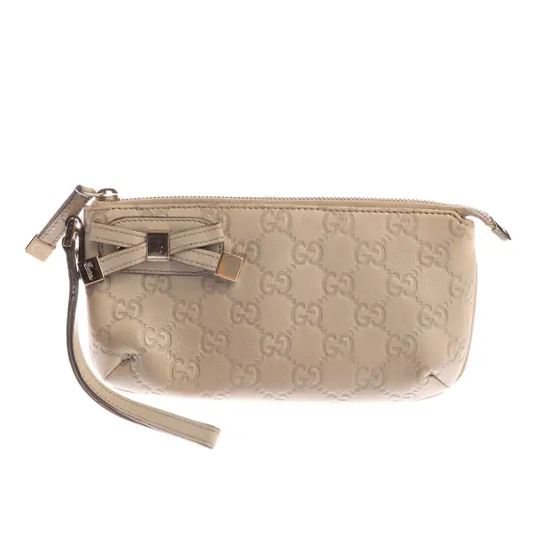 Cosmetic Bag in White, Leather, Gucci