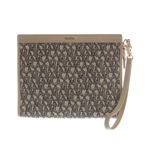 Clutch Bag, in Beige, Cotton, Max Mara