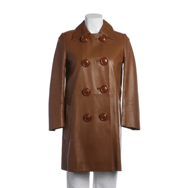 Leather Coat in Brown, Leather, Miu Miu
