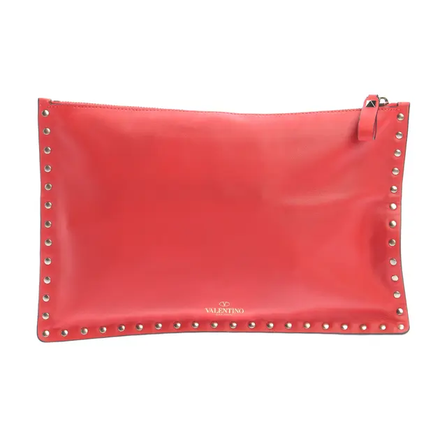 Clutch, in Rot, Leder, Valentino