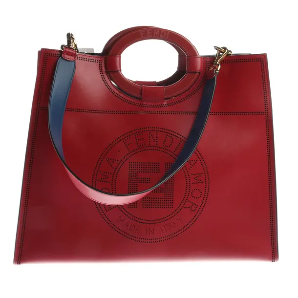 Shopper Bag, in Red, Leather, Fendi
