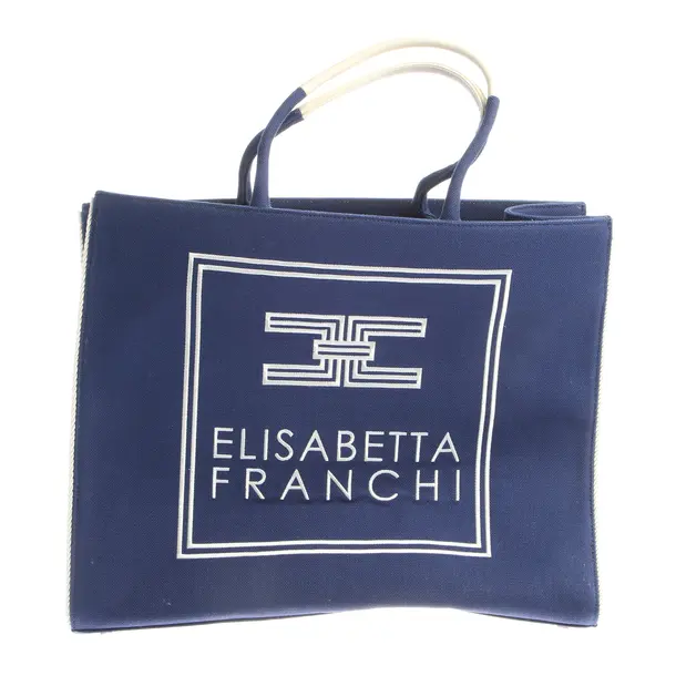 Shopper Bag, in Navy, Cotton, Elisabetta Franchi