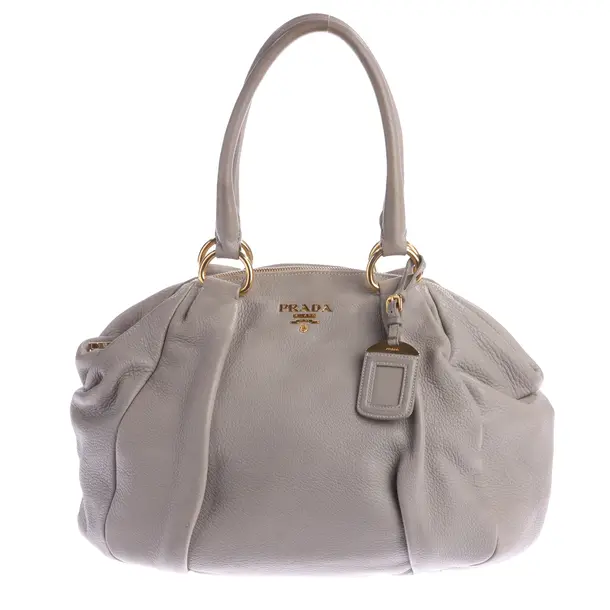Schultertasche, in Grau, Leder, Prada