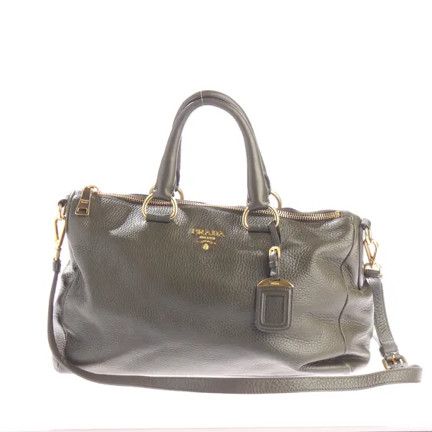 Handbag, in Dark Green, Leather, Prada
